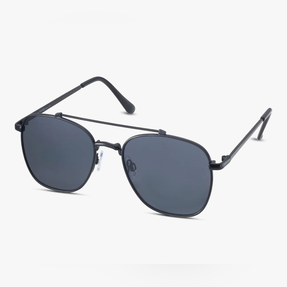 Weatherproof Vintage Matte Black Square Aviator Non polarized Sunglasses UV 400